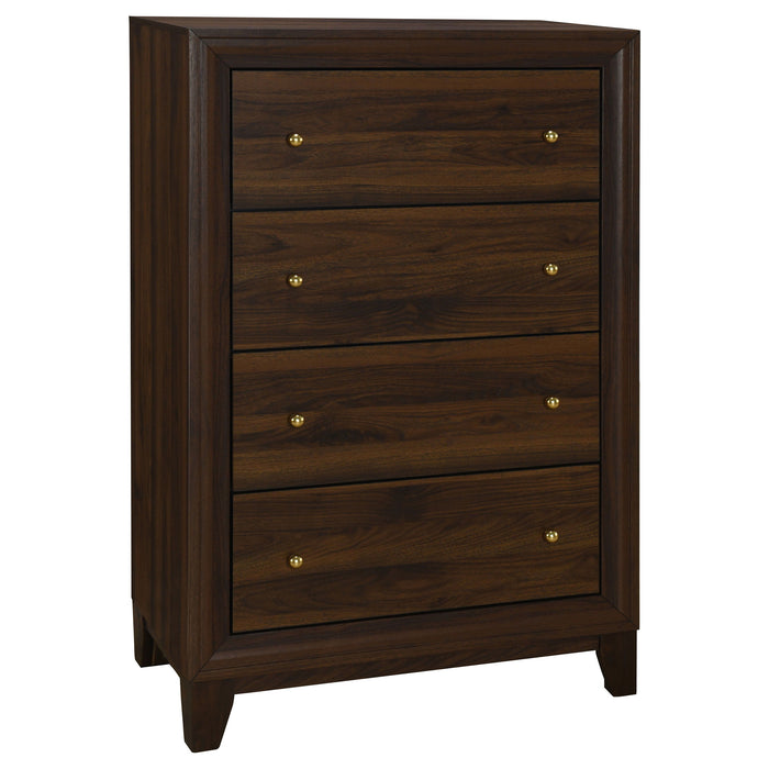 Welsley - 4-Drawer Chest Of Drawers - Walnut - Simple Home Plus