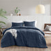Porter - Twin/Twin Long Soft Washed Pleated Comforter Set - Navy - Simple Home Plus