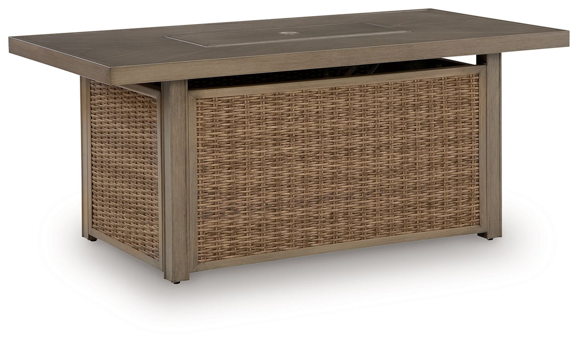 Laguna Heights - Rectangular Fire Pit Table - Beige - Simple Home Plus