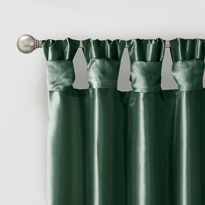 Emilia - Fabric Twist Tab Lined Window Curtain Panel - Green - Simple Home Plus