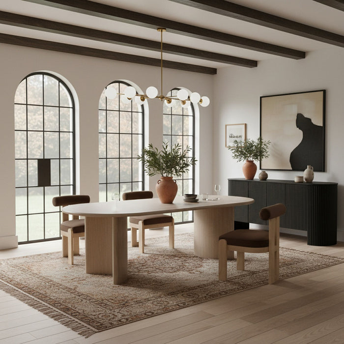 Caldra - Oak Veneer And Solid Wood Dining Table - Simple Home Plus