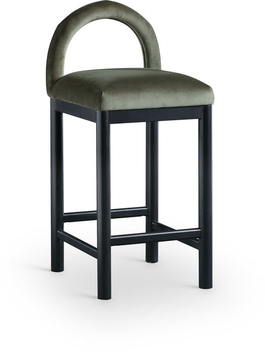 Conrad - Velvet Counter Stool With Black Legs - Simple Home Plus