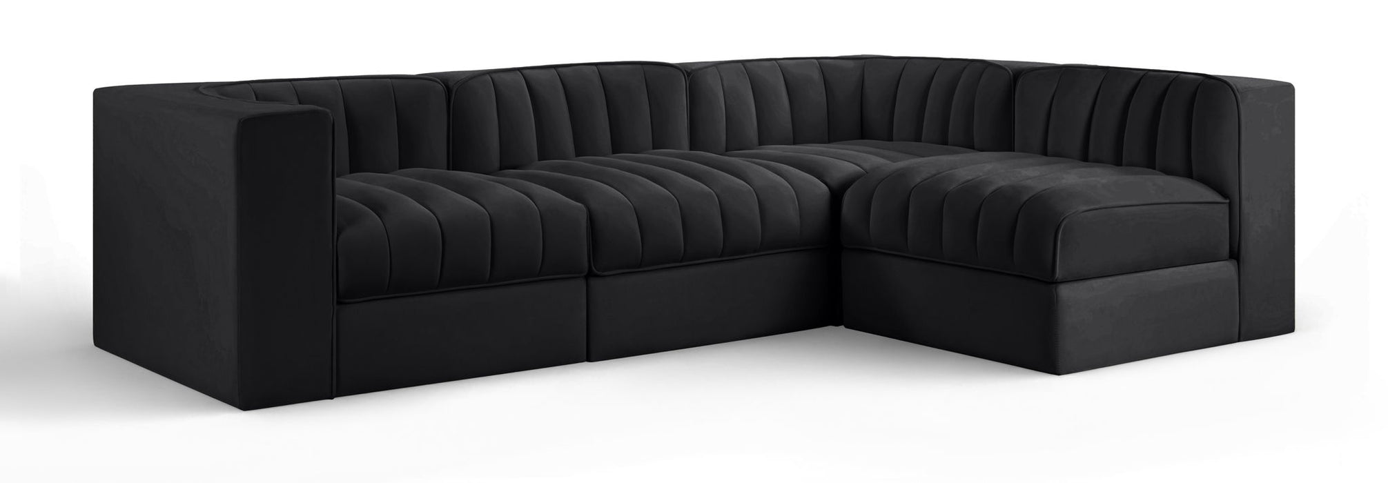 Rummi - Velvet Performance Fabric Upholstered 4 Piece Modular Sectional - Simple Home Plus