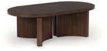 Korestone - Dark Brown - Oval Cocktail Table - Simple Home Plus