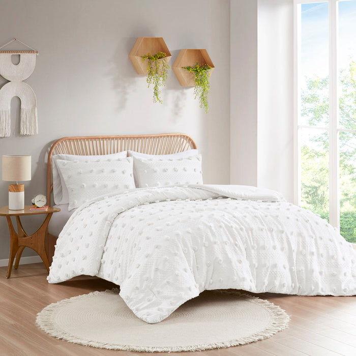 Lucy - Clip Jacquard Comforter Set - Ivory - Simple Home Plus