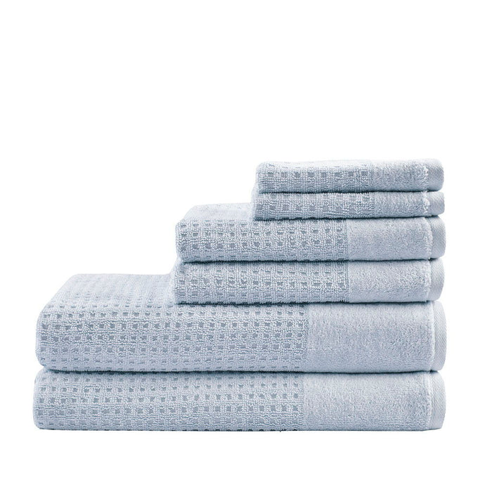 Spa - 6 Piece Jacquard Antimicrobial Towels Set - Blue - Simple Home Plus
