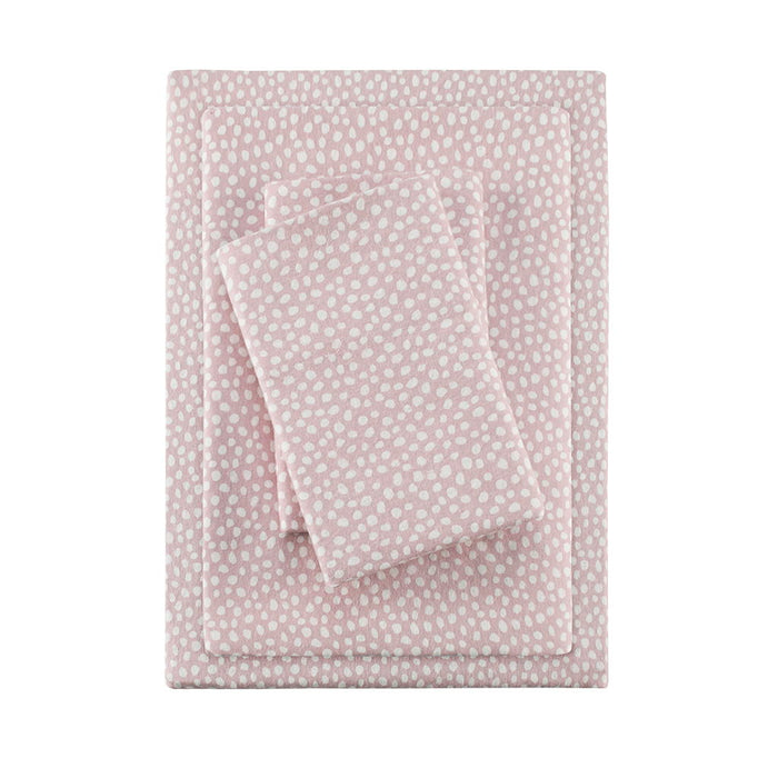 Cozy Flannel - Queen 100% Printed Sheet Set - Blush Dots