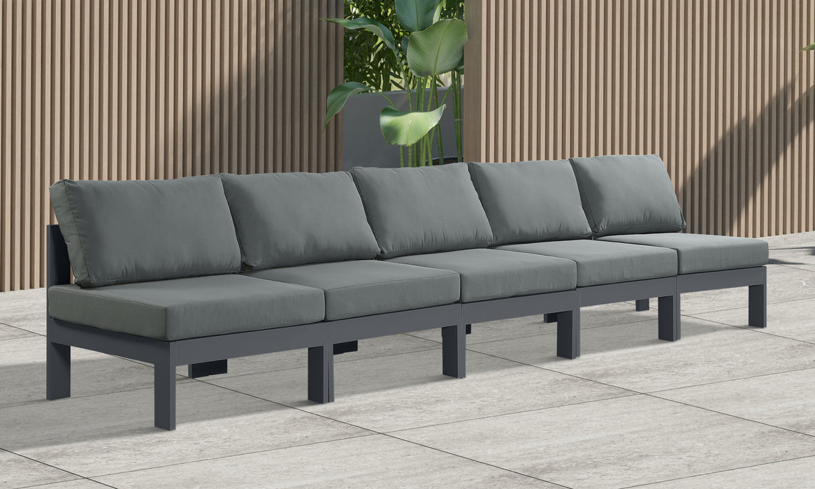 Nizuc - Outdoor Patio 5 Seat Modular Armless Sofa With Gray Frame - Simple Home Plus