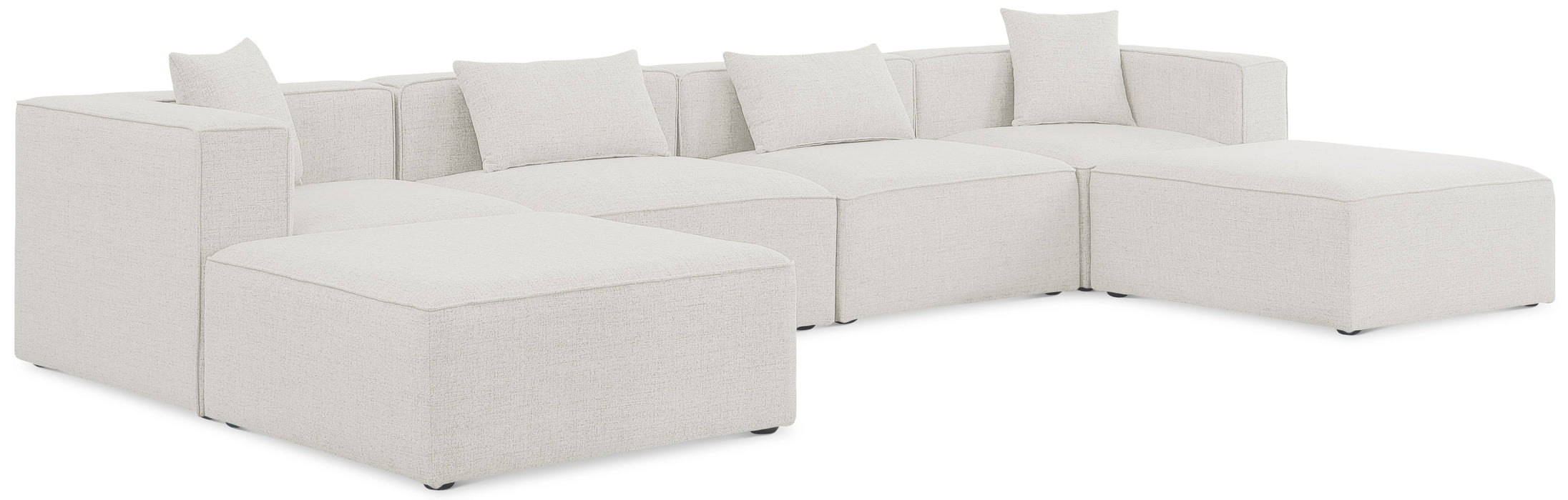 Cube - Linen 6 Piece Modular Double Chaise Sectional - Simple Home Plus