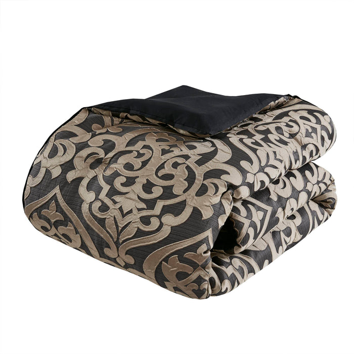 Odette - 8 Piece Queen Comforter Set - Black