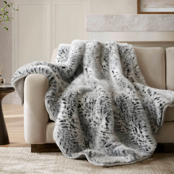 Botswana Animal Print - 60x80" Faux Fur Throw Blanket - Snow Leopard - Simple Home Plus