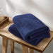 Diagonal Ribbed - 4 Piece Bath Towels Set - Navy - Simple Home Plus
