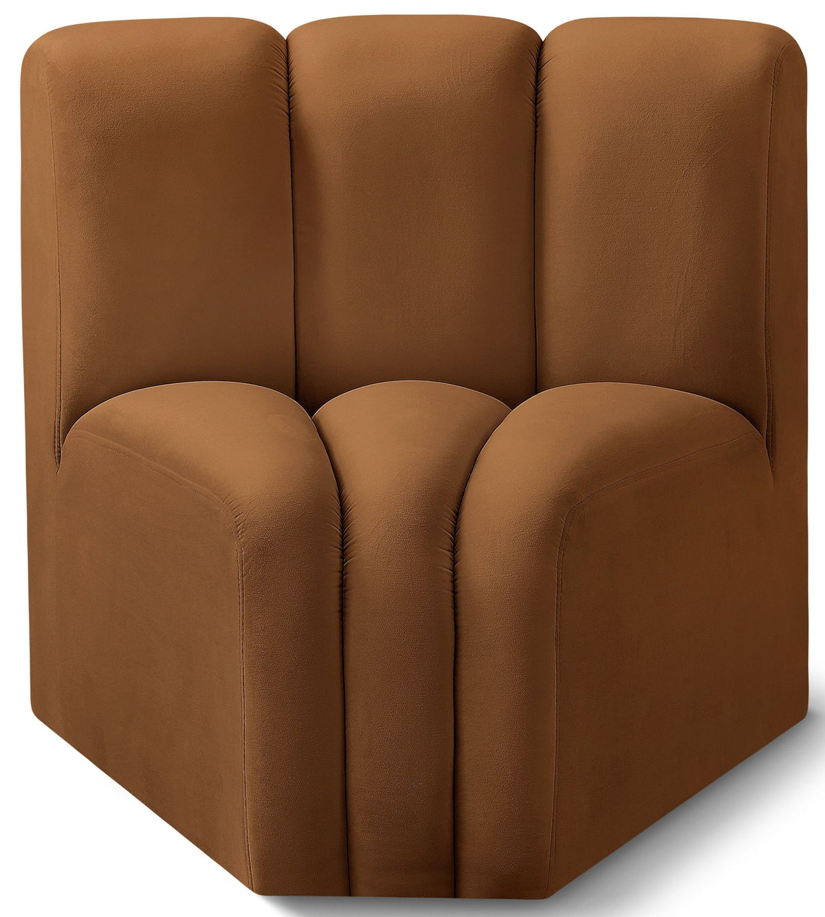 Arc - Velvet Curved Corner Chair - Saddle | Simple Home Plus