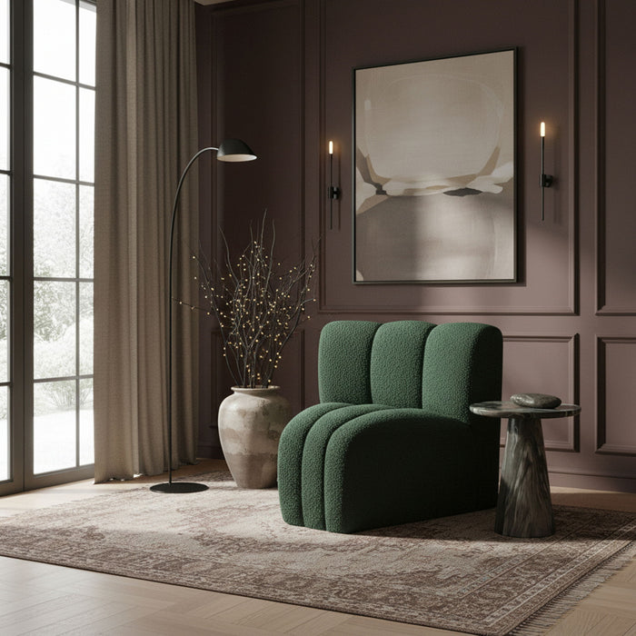 Arc - Boucle Fabric Curved Corner Chair - Simple Home Plus