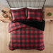 Bernston - Faux Wool to Faux Fur Down Alternative Comforter Set - Red Buffalo Check - Simple Home Plus