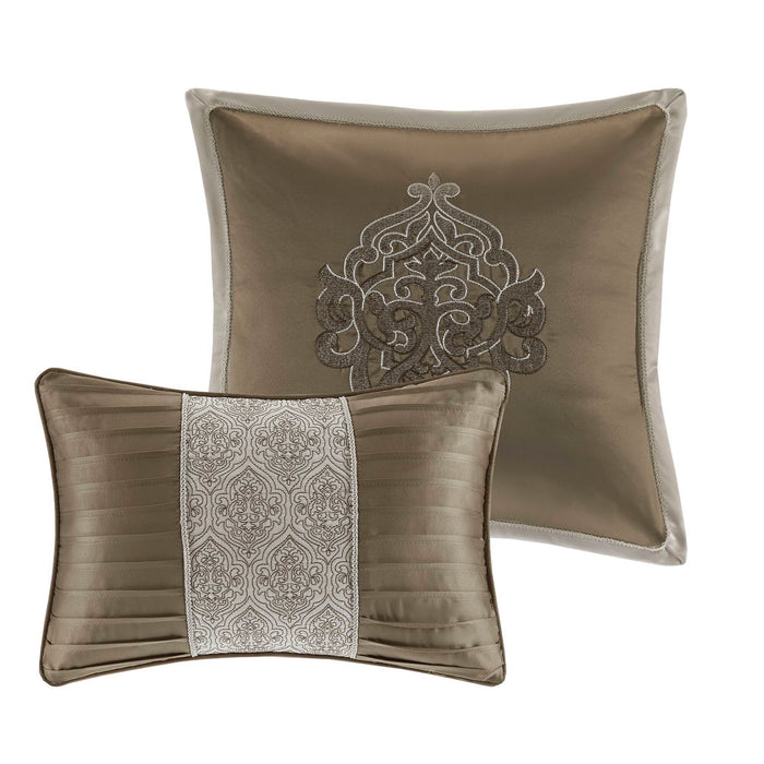 Odette - California King 8 Piece Comforter Set - Tan - Simple Home Plus
