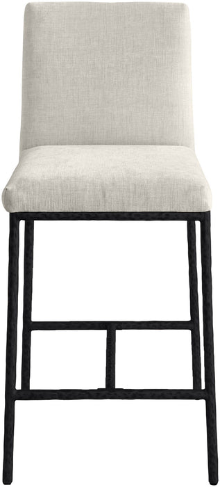 Reeves - Chenille Fabric Upholstered Counter Stool (Set of 2) - Black Base - Simple Home Plus