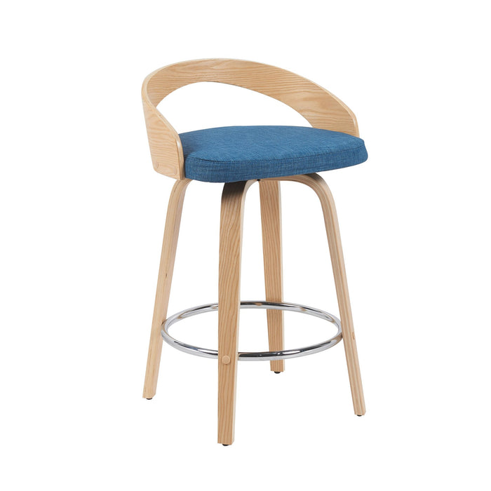 Sonia - Modern Swivel Counter Height Bar Stool - Patterned Oak Wood Finish - Simple Home Plus