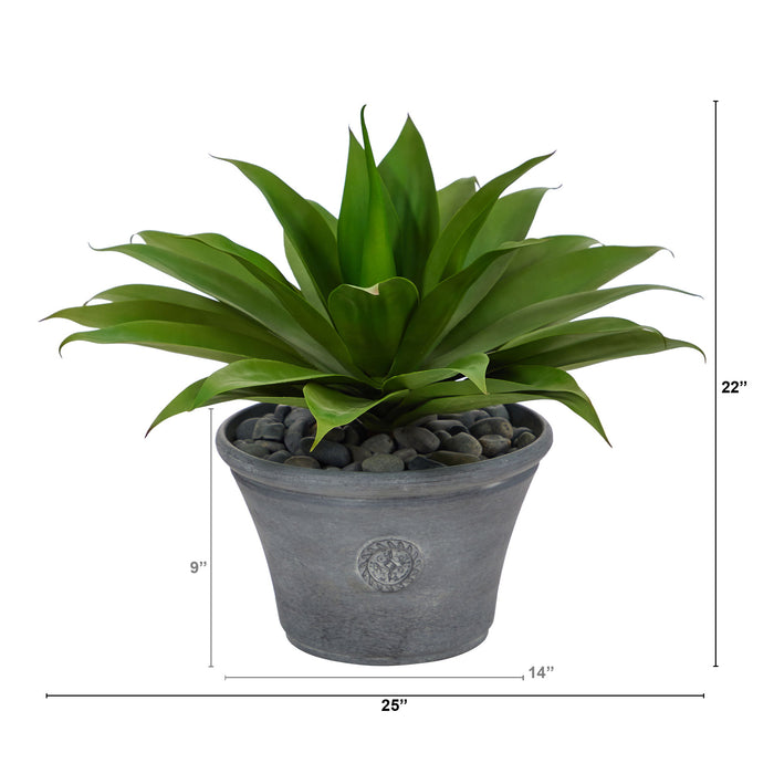 22" Agave Succulent Artificial Plant in Gray Planter