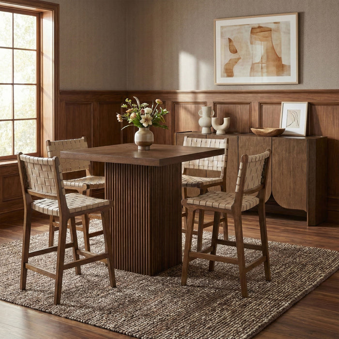 Entwine - Vegan Leather Upholstered Counter Stool - Painted Brown - Simple Home Plus