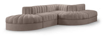 Rummi - Rounded Velvet Performance Fabric Upholstered 5 Piece Modular Sectional - Simple Home Plus