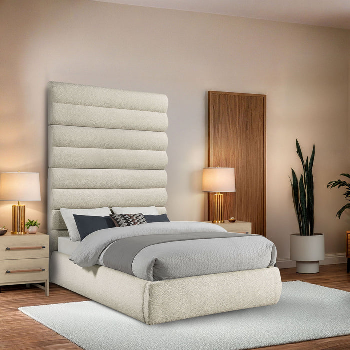 Adam - Boucle Fabric Bed With 89" Headboard - Simple Home Plus