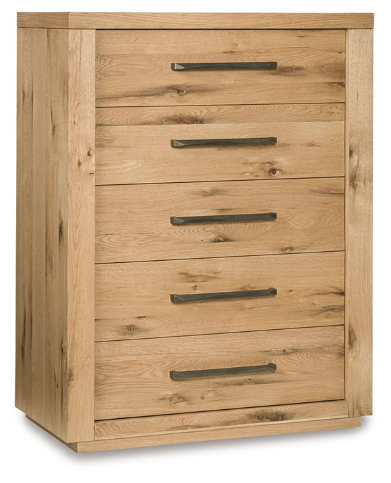 Bracken - Light Brown - Five Drawer Chest - Simple Home Plus