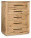 Bracken - Light Brown - Five Drawer Chest - Simple Home Plus