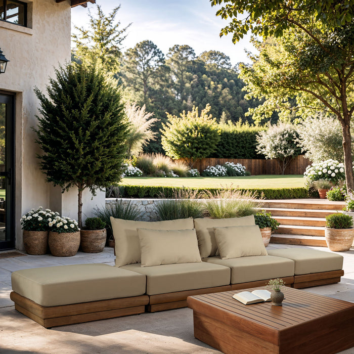 Mirella - 4 Piece Water Resistant Fabric Outdoor Patio Modular Sectional - Simple Home Plus
