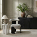 Calder - Linen Textured Fabric Upholstered Accent Chair - Painted Black Base - Simple Home Plus
