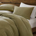 Lyon - 3 Piece King/California King Waffle Washed Duvet Set - Green - Simple Home Plus