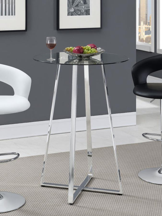 Zanella - Round Glass Top Bistro Bar Table - Chrome - Simple Home Plus