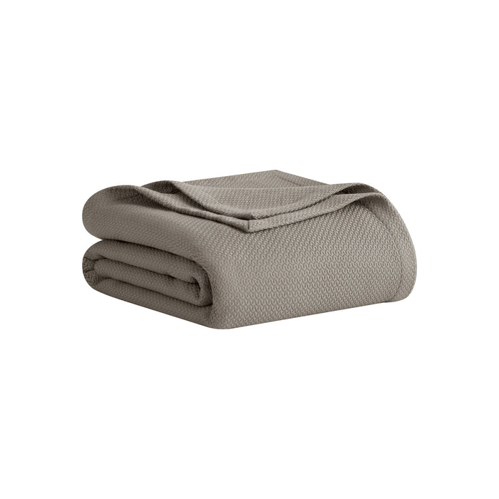 Egyptian Cotton - Twin 100% Certified Egyptian Cotton Blanket - Micro-Herringbone Gray