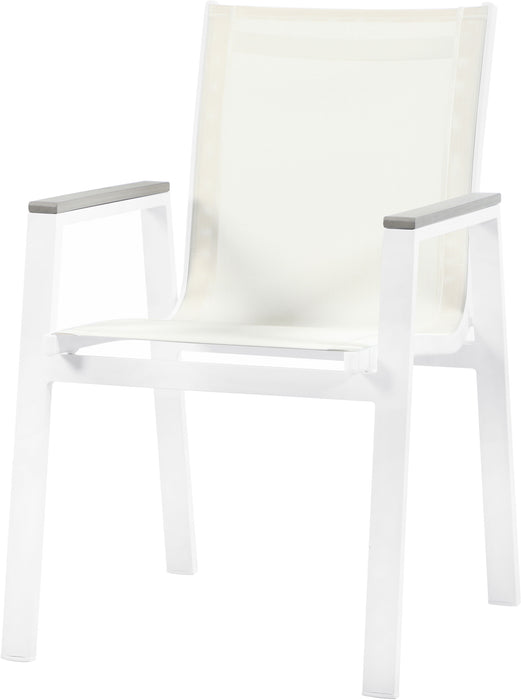 Nizuc - Outdoor Patio Dining Arm Chair With White Frame And Gray Arms (Set of 2) - Simple Home Plus