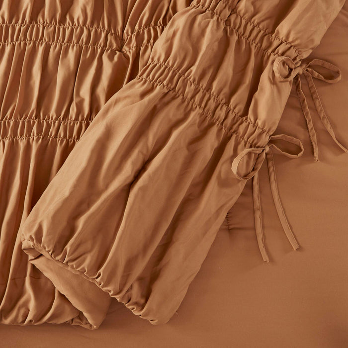Mia - 3 Piece Queen Comforter Set - Brown - Simple Home Plus