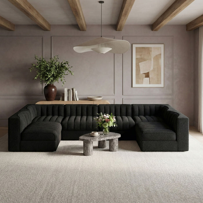Rummi - Armless Velvet Performance Fabric Upholstered 6 Piece Modular Sectional - Simple Home Plus