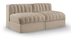 Rummi - Velvet Performance Fabric Upholstered 2 Piece Modular Armless Loveseat - Simple Home Plus