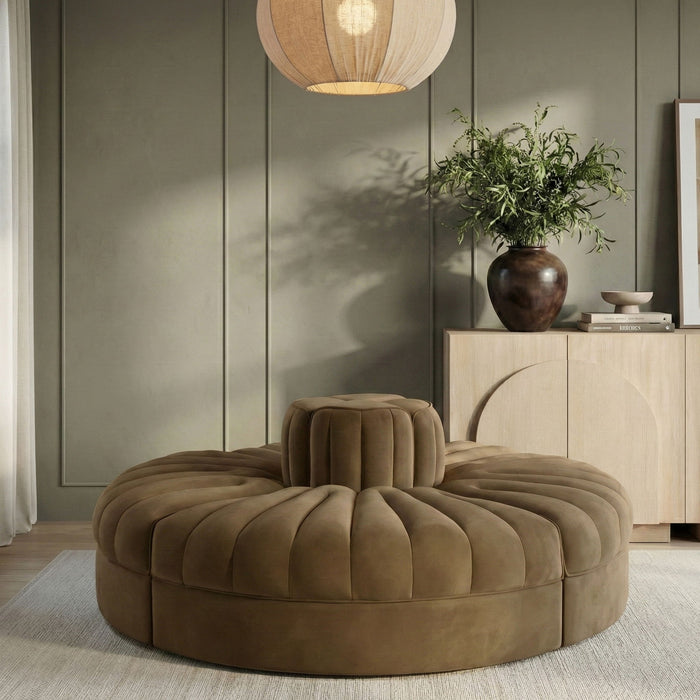 Rummi - Round Velvet Performance Fabric Upholstered 4 Piece Modular Sofa - Simple Home Plus