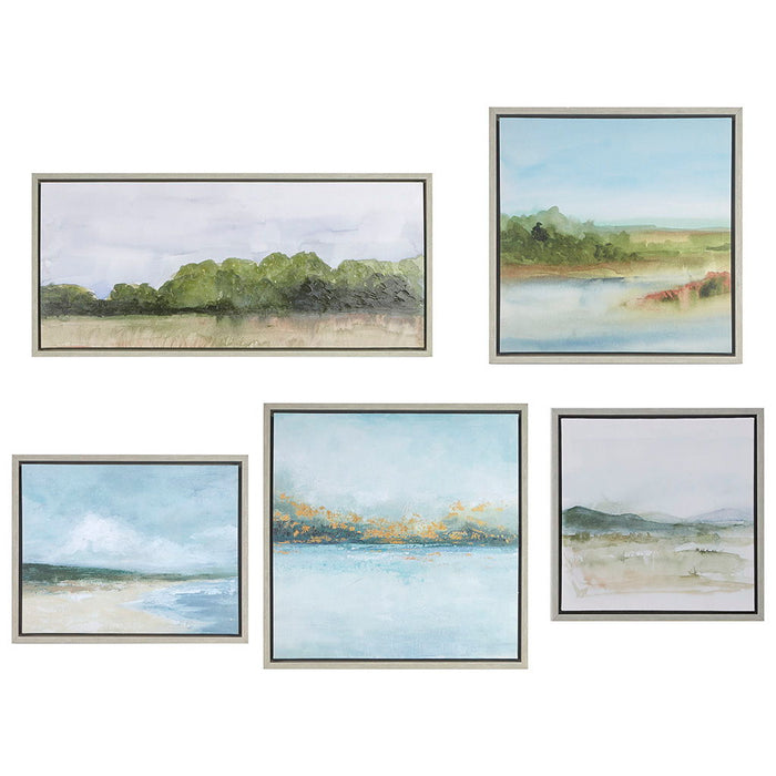 Vista - Framed Embellished Canvas Gallery (Set of 5) - Multi - Simple Home Plus