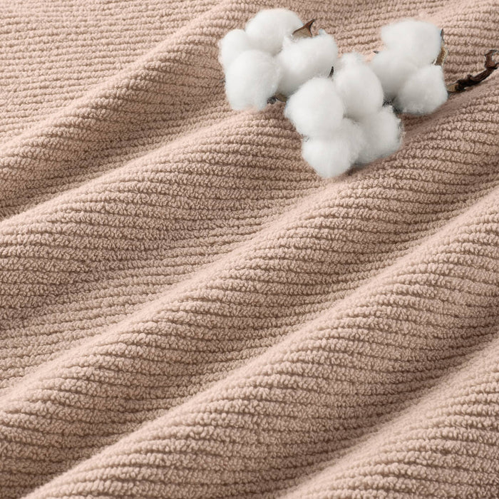 Diagonal Ribbed - 4 Piece Bath Towels Set - Beige - Simple Home Plus