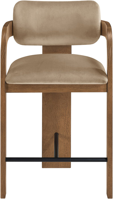 Cedra - Velvet Performance Fabric Upholstered Counter Stool - Brown Frame
