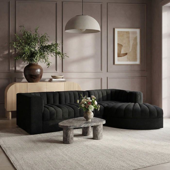 Rummi - Velvet Performance Fabric Upholstered 4 Piece Modular Sectional, With Reverse Corner Chair - Simple Home Plus