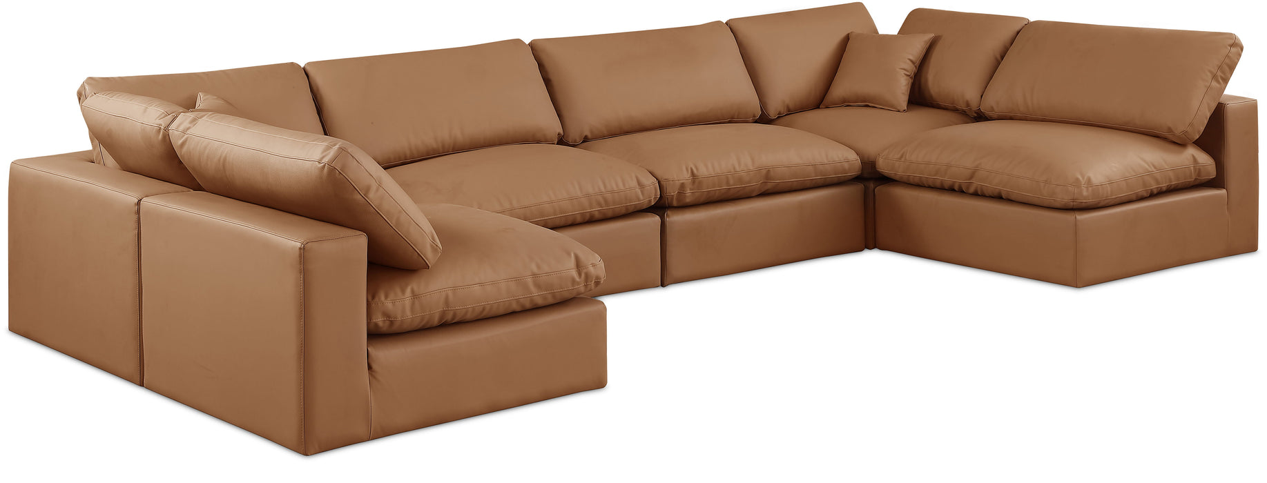 Comfy - 6 Piece Faux Leather Modular Armless Sectional - Simple Home Plus