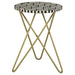 Xenia - Round Bone Inlay Accent Side Table - White And Gold - Simple Home Plus