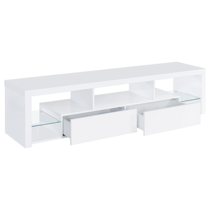 Jude - 2-Drawer Engineered Wood TV Stand - High Gloss White - Simple Home Plus