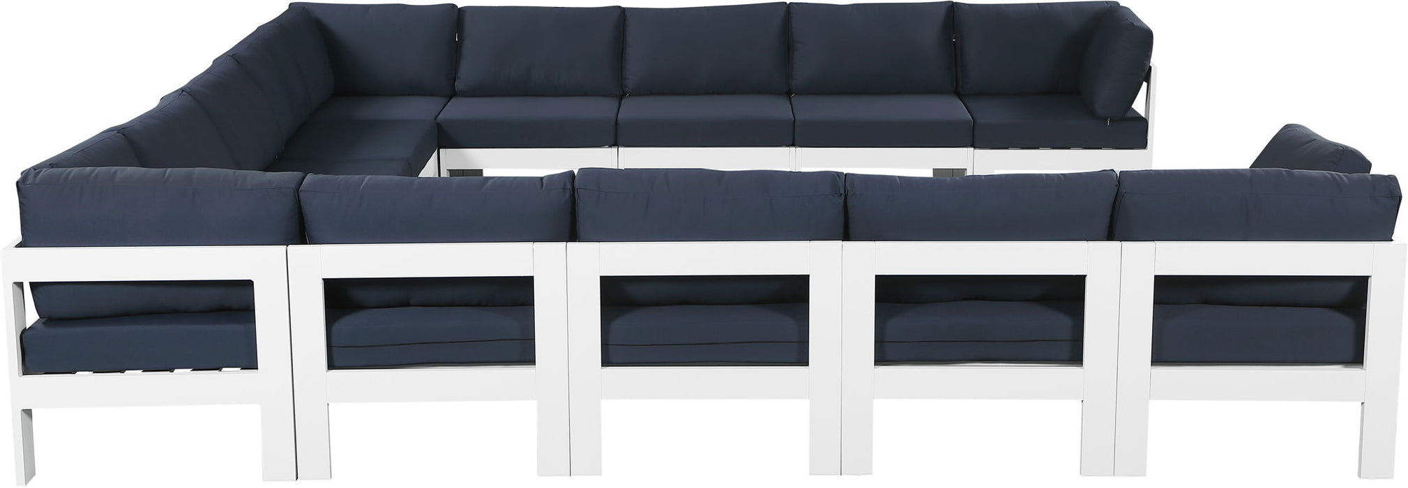 Nizuc - Outdoor Patio 13 Piece Modular Sectional With White Frame - Simple Home Plus