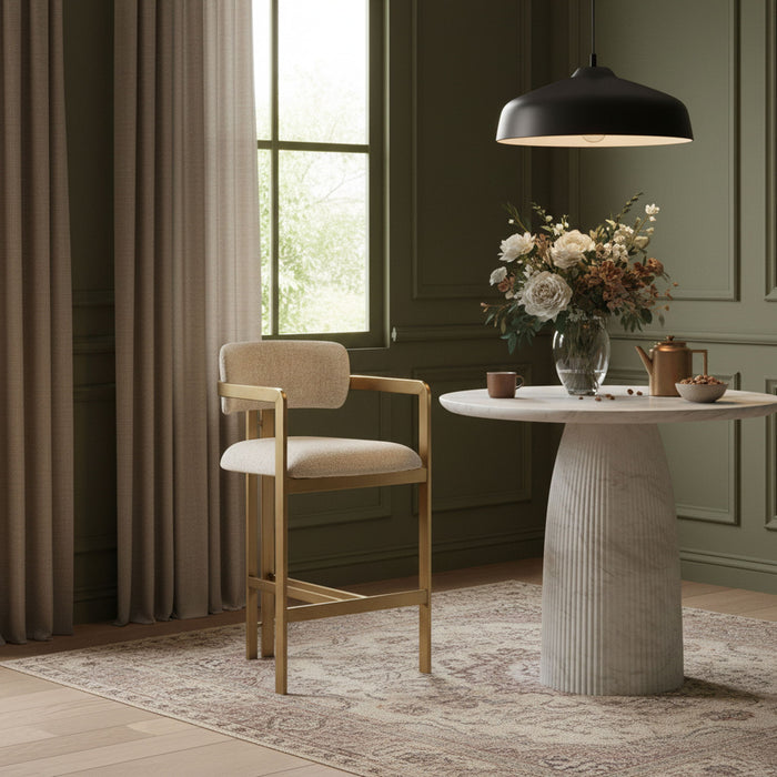 Aurum - Linen Textured Fabric Upholstered Counter Stool - Simple Home Plus