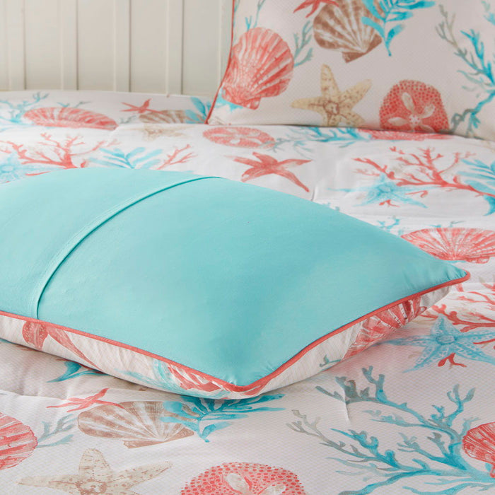 Pebble Beach - King 7 Piece Comforter Set - Coral - Simple Home Plus