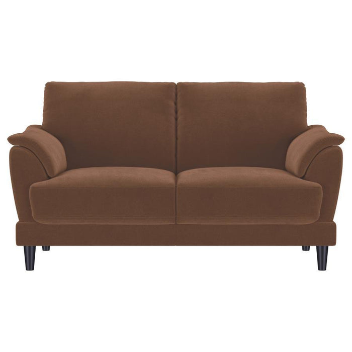 Selma - Velvet Upholstered Crescent Arm Loveseat - Rust - Simple Home Plus