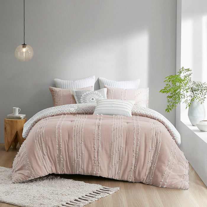 Kara - King 3 Piece Comforter Set - Blush
